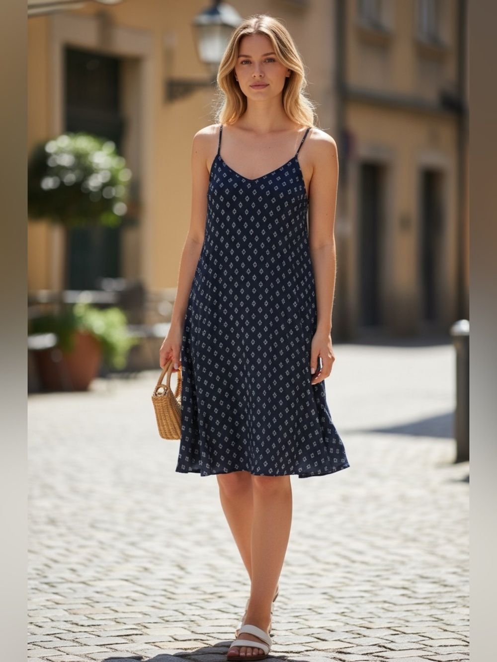 Old Navy Navy Geometric Print Sundress